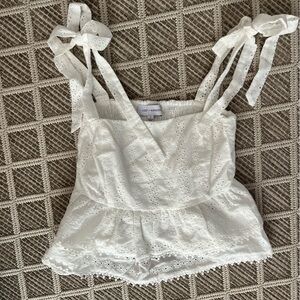 Lost + Wander White Eyelet Top